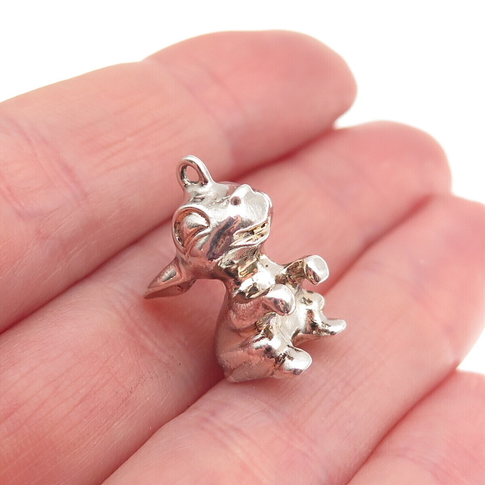 925 Sterling Silver Vintage Germany Bunny 3D Mini Charm Pendant